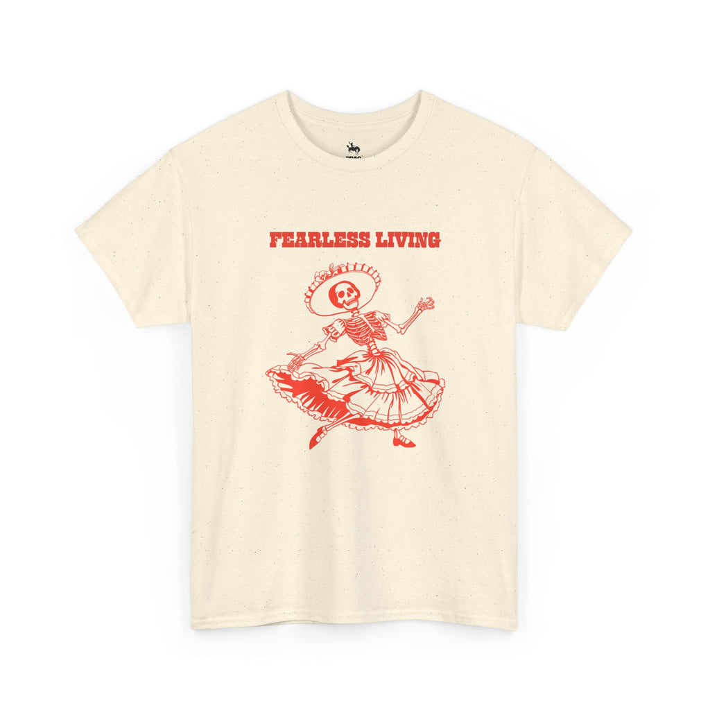 Fearless Living Unisex Loose Fit Skull Dancer T-Shirt White