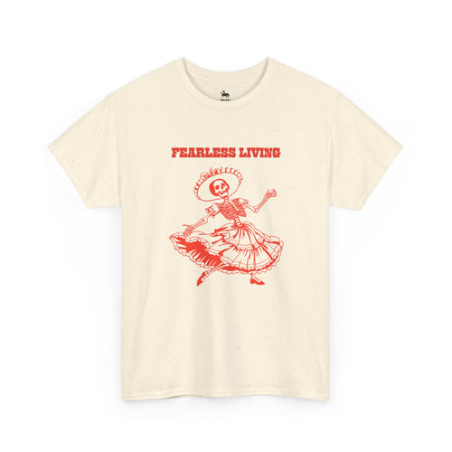 Fearless Living Unisex Loose Fit Skull Dancer T-Shirt White