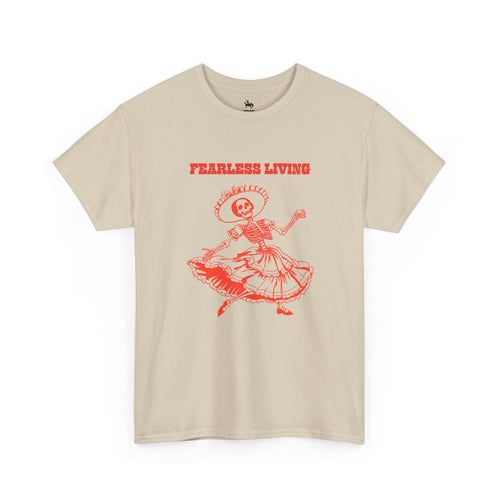Fearless Living Unisex Loose Fit Skull Dancer T-Shirt Sand